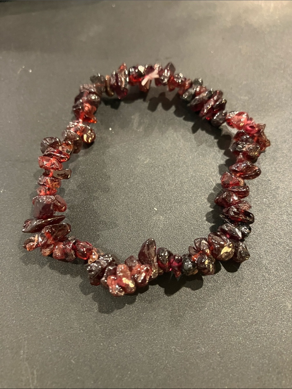 Garnet Chip Stretch Bracelet - Deep Red Women’s Jewelry